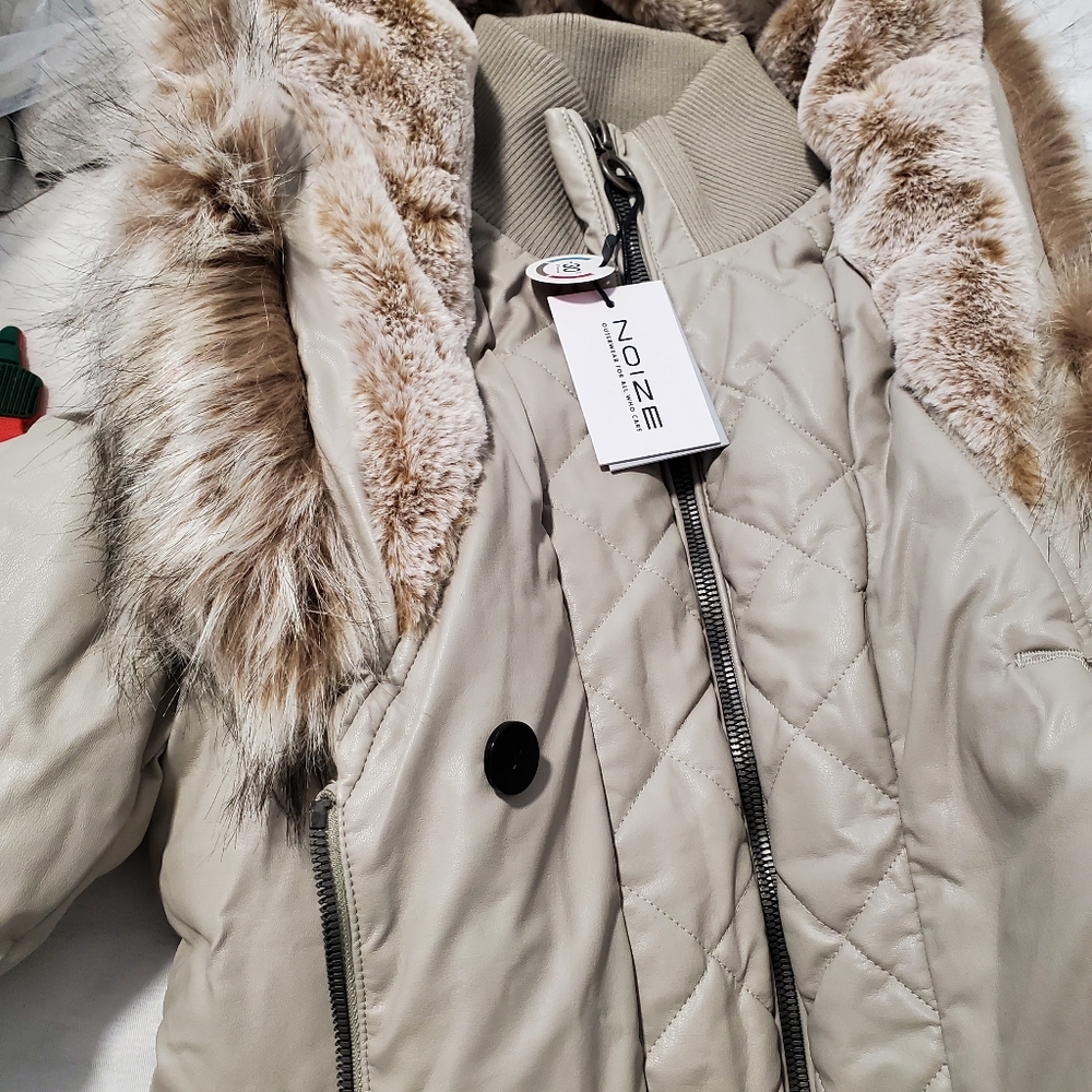 Noize Beige Faux Fur Trimmed Jacket - Picture 4 of 10